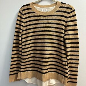 Market & Spruce Black and Tan Striped Sweater